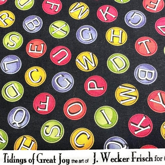 Rare J. Wecker Frisch Tidings of Great Joy Quilt/Sewing Fabric BTY - Picture 3 of 5